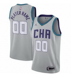 Men Women Youth Toddler Charlotte Hornets Custom Gray Nike NBA Stitched Jersey