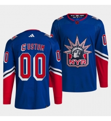 Men Women Youth New York Rangers Custom Blue 2022 Reverse Retro Stitched Jersey