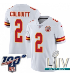 2020 Super Bowl LIV Youth Nike Kansas City Chiefs #2 Dustin Colquitt White Vapor Untouchable Limited Player NFL Jersey