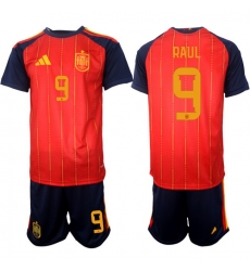 Spain 2026 FIFA World Cup Soccer Jersey Red #9 RAUL