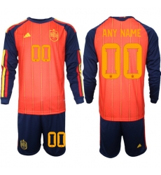 Spain 2026 FIFA World Cup Soccer Jersey Red LONG CUSTOM