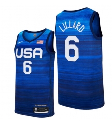 Men's USA Team Damian Lillard Home Blue 2021 Tokyo Olympics Jersey