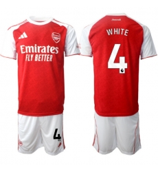 Men Arsenal 2026 Soccer Jerseys Red White #4 WHITE Men Arsenal 2026 Soccer Jerseys Red White #4 WHITE