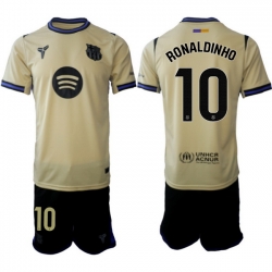 Men FC Barcelona 2026 Soccer Jerseys Beige #10 RONALDINHO
