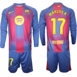 Men FC Barcelona 2026 Soccer Jerseys Red Long #17 MARCOS A