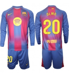 Men FC Barcelona 2026 Soccer Jerseys Red Long #20 OLMO Men FC Barcelona 2026 Soccer Jerseys Red Long #20 OLMO