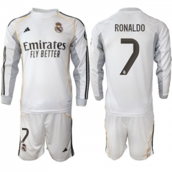 Men Real Madrid 2026 Soccer Jerseys White Long #7 RONALDO