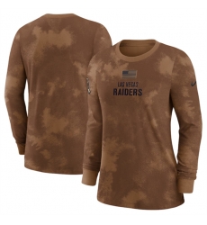 Women Las Vegas Raiders Brown 2023 Salute To Service Long Sleeve T Shirt Run Small