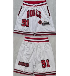 Men Chicago Bulls 91 Dennis Rodman White 2025 Shorts Men Chicago Bulls 91 Dennis Rodman White 2025 Shorts
