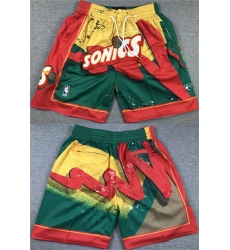 Men Oklahoma City Thunder Green Yellow Red SuperSonics Shorts  28Run Small 29