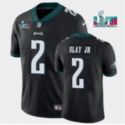 Men Women Youth Toddler Philadelphia Eagles 2 Darius Slay JR Black Super Bowl LVII Patch Vapor Untouchable Limited Stitched Jersey