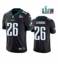 Men Women Youth Toddler Philadelphia Eagles 26 Miles Sanders Black Super Bowl LVII Patch Vapor Untouchable Limited Stitched Jersey