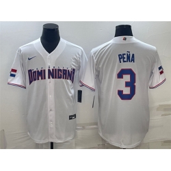 Men Dominican Republic Baseball 3 Jeremy Pe F1a 2023 White World Baseball Classic Stitched Jersey