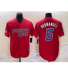 Men Puerto Rico Baseball 5 Enrique Hernandez 2023 Red World Baseball Classic Stitched Jersey