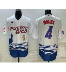 Men's Puerto Rico Baseball #4 Carlos Correa Number 2023 White World Baseball Classic Stitched Jersey