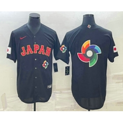 Men Japan Baseball 2023 Black World Big Logo With Patch Classic Stitched Jerseys