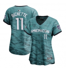 Women Toronto Blue Jays 11 Bo Bichette Teal 2023 All Star Stitched Baseball Jersey