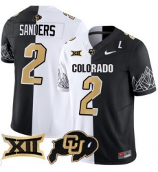 Men Colorado Buffaloes #2 Shedeur Sanders White Black Split Vapor Limited Stitched Football Jersey