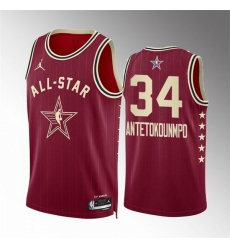 Men 2024 All Star 34 Giannis Antetokounmpo Crimson Stitched Basketball Jersey