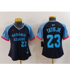 Women National League 23 Fernando Tatis Jr  Navy 2024 All Star Limited Stitched Baseball Jersey 1