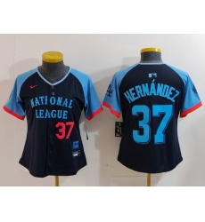 Women National League 37 Teoscar Hernandez Navy 2024 All Star Limited Stitched Baseball Jersey 3