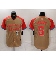 Men American League 5 Corey Seager Cream 2024 All Star Limited Stitched Baseball Jersey 3