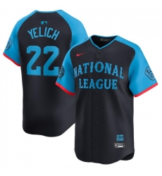 Men National League 22 Christian Yelich Navy 2024 All Star Limited Stitched Baseball Jersey