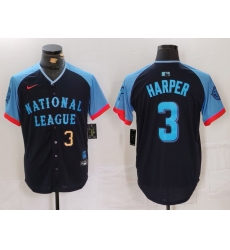 Men National League 3 Bryce Harper Navy 2024 All Star Limited Stitched Baseball Jersey 3