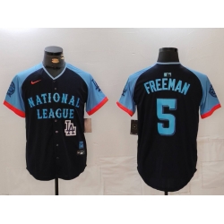 Men National League 5 Freddie Freeman Navy 2024 All Star Limited Stitched Baseball Jersey 2