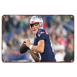 New England Patriots Aluminum Sign 12x8 Inch Drake Maye 001