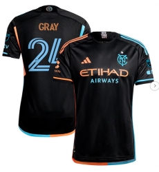 Men's New York City FC Tayvon Gray adidas Black 2024 24 7 Kit Authentic Player Jersey