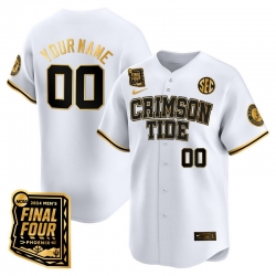 Men Women Youth Alabama Crimson Tide Final Four Patch Baseball Custom Jersey All Stitched White Gold