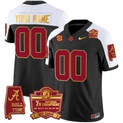 Men Women Youth Alabama Crimson Tide Nick Saban 7x Champions Patch Gold Trim Custom Jersey All Stitched Black Aternate