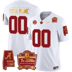 Men Women Youth Alabama Crimson Tide Nick Saban 7x Champions Patch Gold Trim Custom Jersey All Stitched White