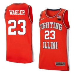 Men's #23 Keaton Wagler Illinois Fighting Illini College Basketball Jersey Orange