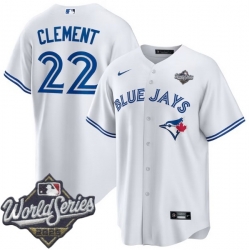 Men Toronto Blue Jays 22 Ernie Clement White Home Cool Base Stitched Baseball Jersey