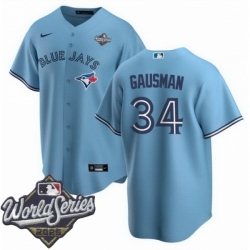 Men Toronto Blue Jays 34 Kevin Gausman Light Blue Cool Base Stitched Baseball Jersey