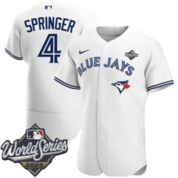 Men Toronto Blue Jays 4 George Springer 2020 White Flex Base Stitched Jerse
