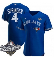 Men Toronto Blue Jays 4 George Springer Royal Flex Base Stitched Jerse Men Toronto Blue Jays 4 George Springer Royal Flex Base Stitched Jerse
