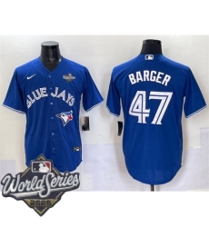 Men Toronto Blue Jays 47 Addison Barger Royal Cool Base Stitched Baseball Jersey Men Toronto Blue Jays 47 Addison Barger Royal Cool Base Stitched Baseball Jersey