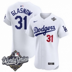 Men Los Angeles Dodgers 31 Tyler Glasnow 2025 World Series Cool Base Stitched Baseball Jersey White