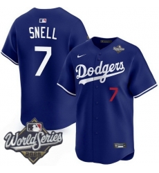 Men Los Angeles Dodgers 7 Blake Snell 2025 World Series Cool Base Stitched Baseball Jersey Blue Men Los Angeles Dodgers 7 Blake Snell 2025 World Series Cool Base Stitched Baseball Jersey Blue