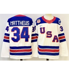 Men USA 34 Auston Matthews White 2025 2026 With C Patch Stitched Jersey Men USA 34 Auston Matthews White 2025 2026 With C Patch Stitched Jersey
