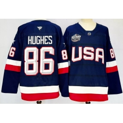 Men's USA #86 Jack Hughes Blue 2026 Stitched Jersey