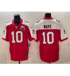 Men New England Patriots 10 Drake Maye Red Alternate F U S E  With 6x Super Bowl Champions Patch Throwback Vapor Limited Stitched Football Jersey
