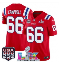 Youth New England Patriots 66 Will Campbell Red 2025 F U S E Super Bowl LX Patch And USA 250 27 Patch Vapor Limited Stitched Football Jersey Youth New England Patriots 66 Will Campbell Red 2025 F U S E Super Bowl LX Patch And USA 250 27 Patch Vapor Limited Stitched Football Jersey