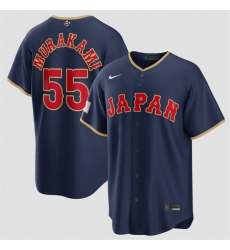 Men Japan Baseball 55 Munetaka Murakami Navy 2026 World Baseball Classic Road Stadium Stitched Jersey Men Japan Baseball 55 Munetaka Murakami Navy 2026 World Baseball Classic Road Stadium Stitched Jersey