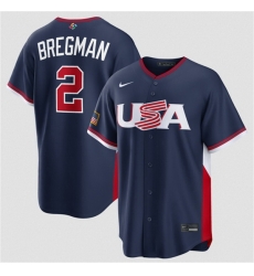 Men USA Baseball 2 Alex Bregman Navy 2026 World Baseball Classic Road Stadium Stitched Jersey Men USA Baseball 2 Alex Bregman Navy 2026 World Baseball Classic Road Stadium Stitched Jersey