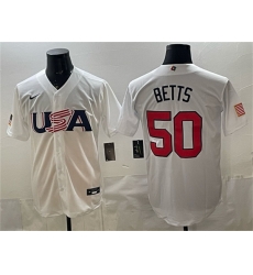 Men USA Baseball 50 Mookie Betts White World Baseball Classic Stitched Jersey Men USA Baseball 50 Mookie Betts White World Baseball Classic Stitched Jersey